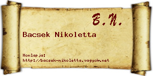 Bacsek Nikoletta névjegykártya