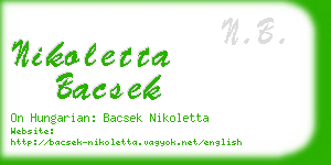 nikoletta bacsek business card